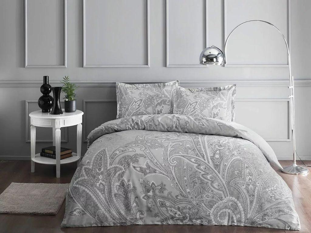 Постельное белье TAC сатин Leandro gri v02 евро Серый (svt-2000022303750)