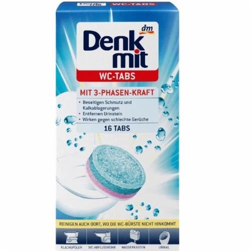 Таблетки для чистки унитаза Denkmit DM WC - Tabs 3-Fach-Power 16 шт. 400 г (01194)