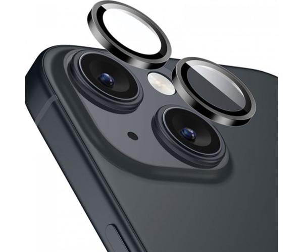 Захисне скло Hoco Tempered Glass 3D V12 Plus Metal Lens на задню камеру для Apple iPhone 15/15 Plus Чорний (33333)