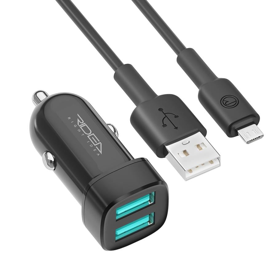 Зарядний пристрій автомобільний Ridea RCC-21212 Grand Type-C 2хUSB-A 2.4 А 12 Вт Type-C 12-24V Black (37765142)