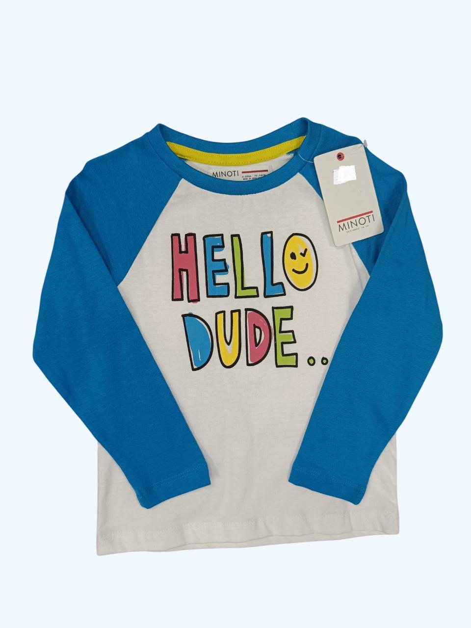 Лонгслів дитячий для хлопчика Minoti 98 см Білий з блакитним (0247)