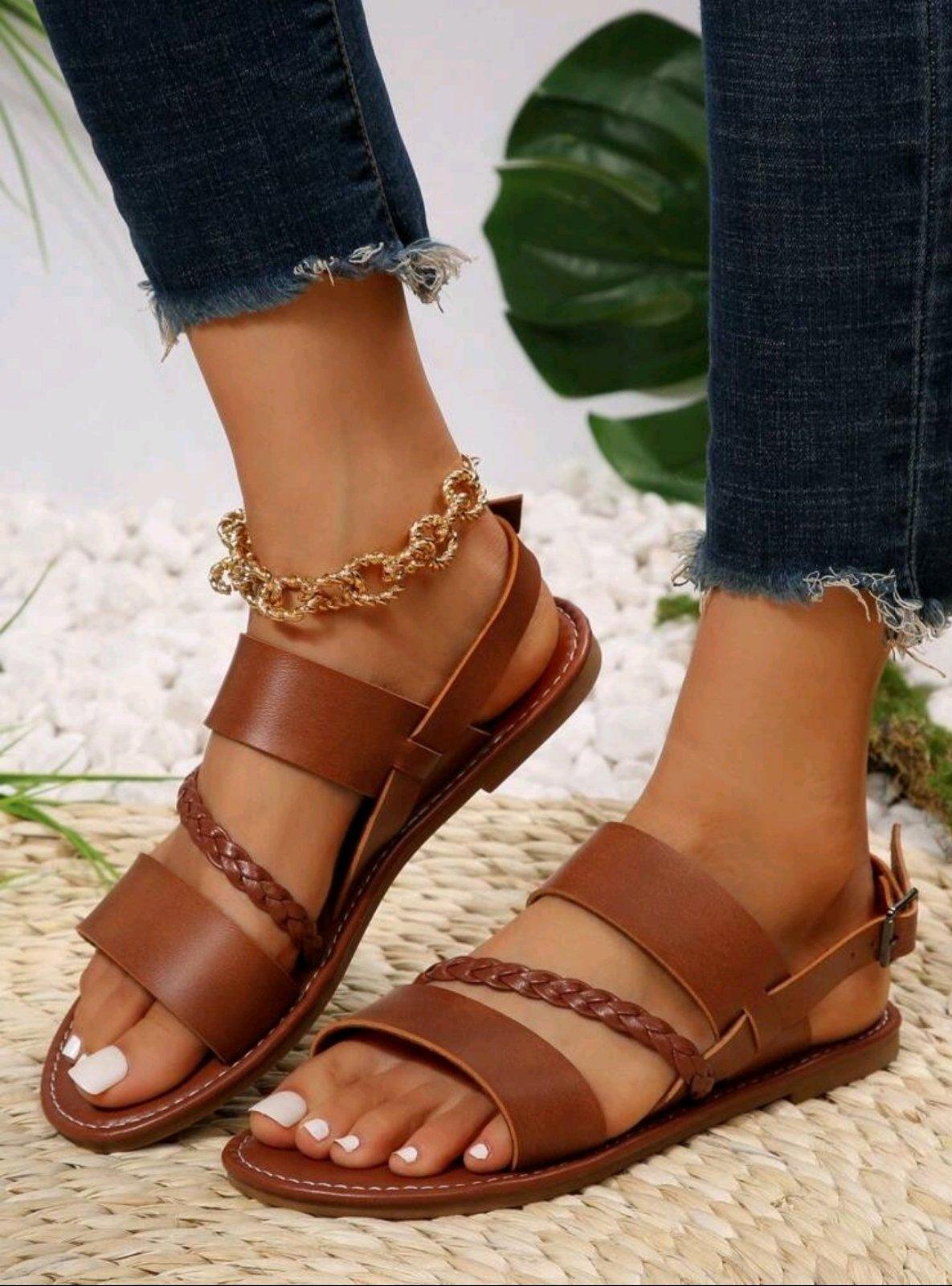 Сандалії жіночі New Braided Detail р. 36 22,8 см Коричневий (27232945)