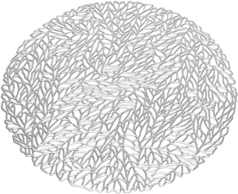 Набор сервировочных ковриков Margrese Ажурная листва 38 см 6 шт. Серебро (BD-444-125)