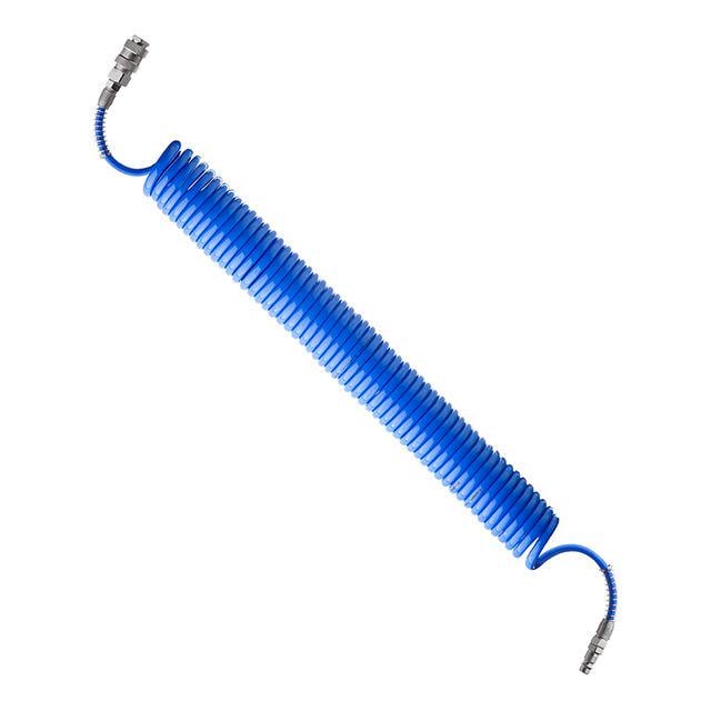 Шланг для компрессора спиральный Intertool с быстроразъемными соединениями 15 атм 5,5x8 мм 10 м (000026740)