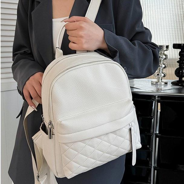 Городской рюкзак женский из натуральной кожи Белый (23479)