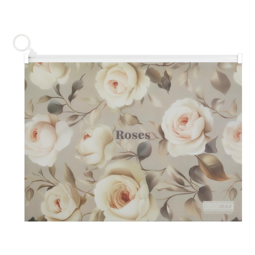 Папка-конверт Buromax Roses Arabeski на zip-молнии A4 полипропилен Серый (BM.3948-20)
