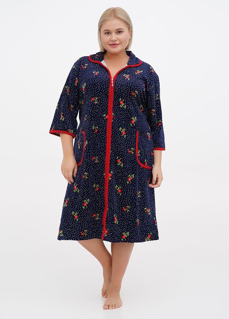 Халат Romeo Life велюр 2XL Темно-синий (1125-07-2XL)