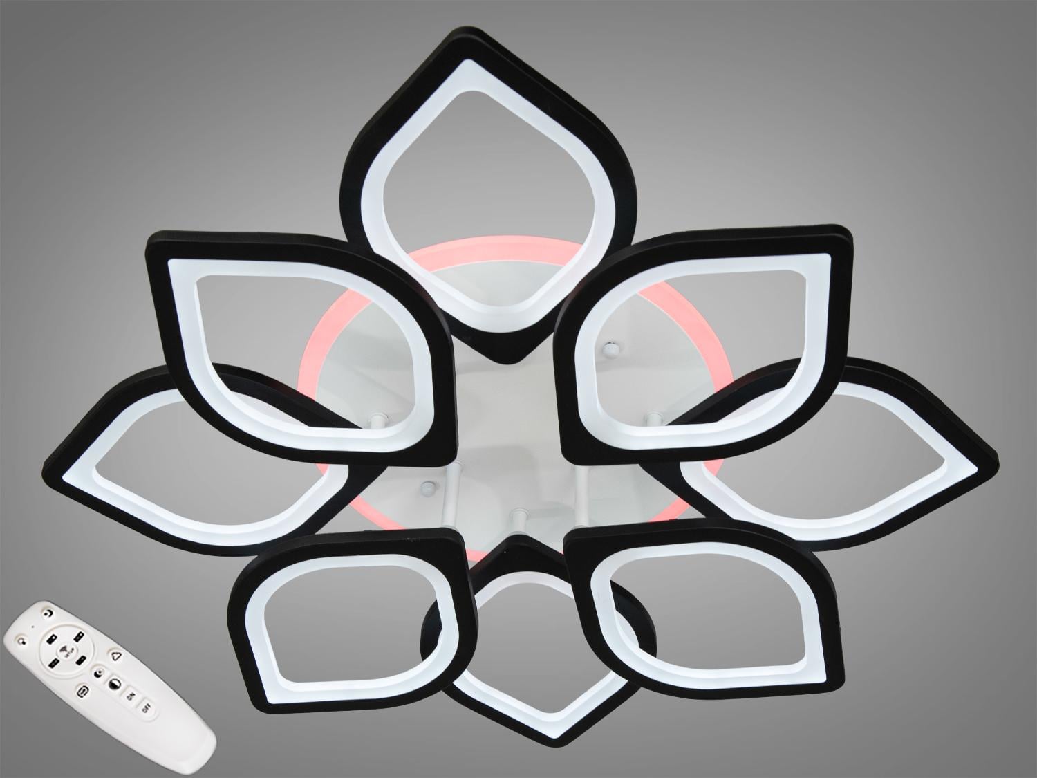 Люстра светодиодная 130W/пульт/димер Черный (S8073/4+4BK LED 3color dimmer)