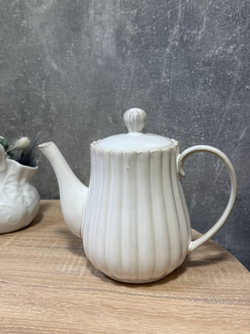 Чайник заварник Elisey Елеганс керамічний 1,15 л Молочний (4009-005)
