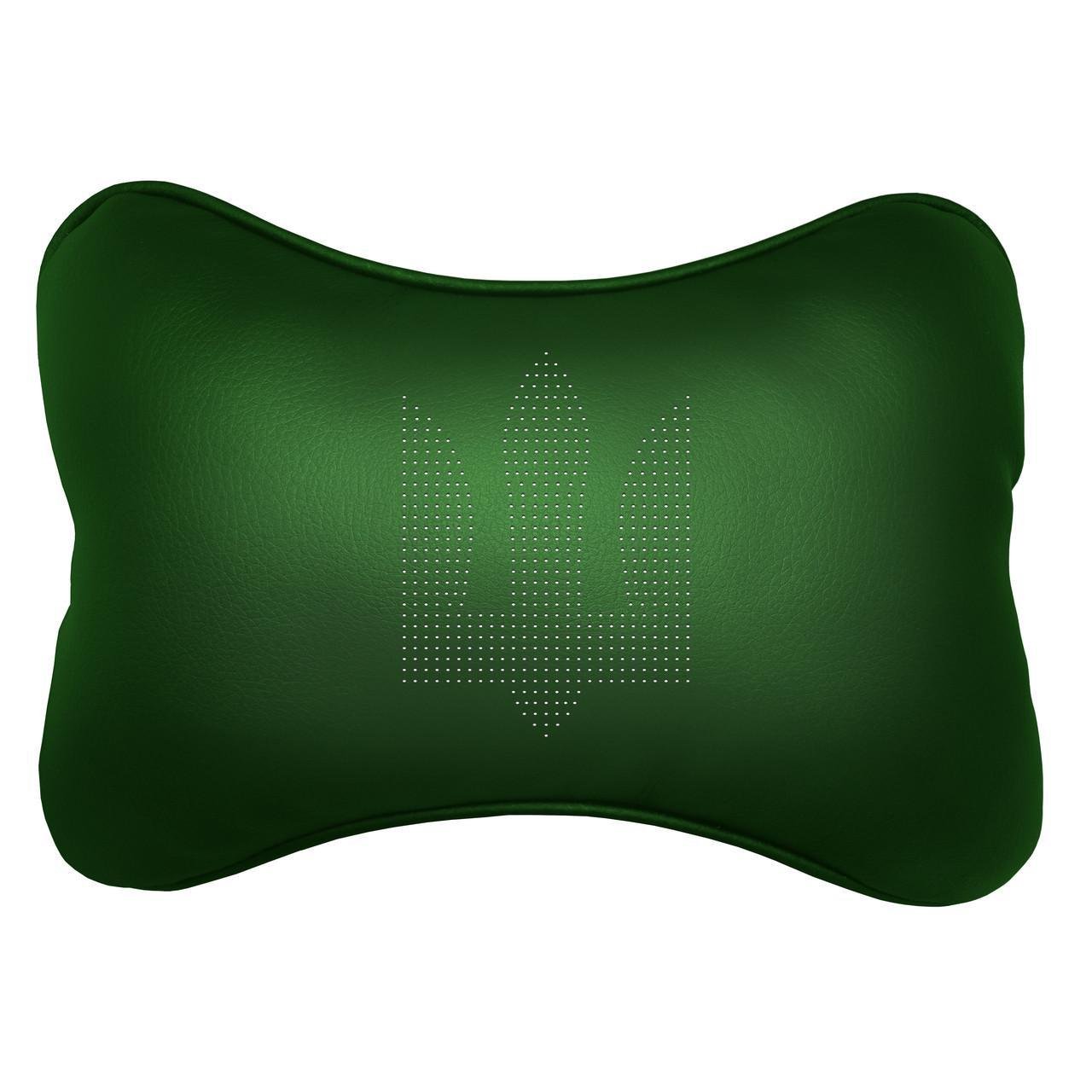 Подушка автомобильная Avtolife Трезубец из экокожи Темно-зеленый (AVT-LDG-35) - фото 1 Подушка автомобильная Avtolife Трезубец из экокожи Темно-зеленый (AVT-LDG-35) - фото 1
