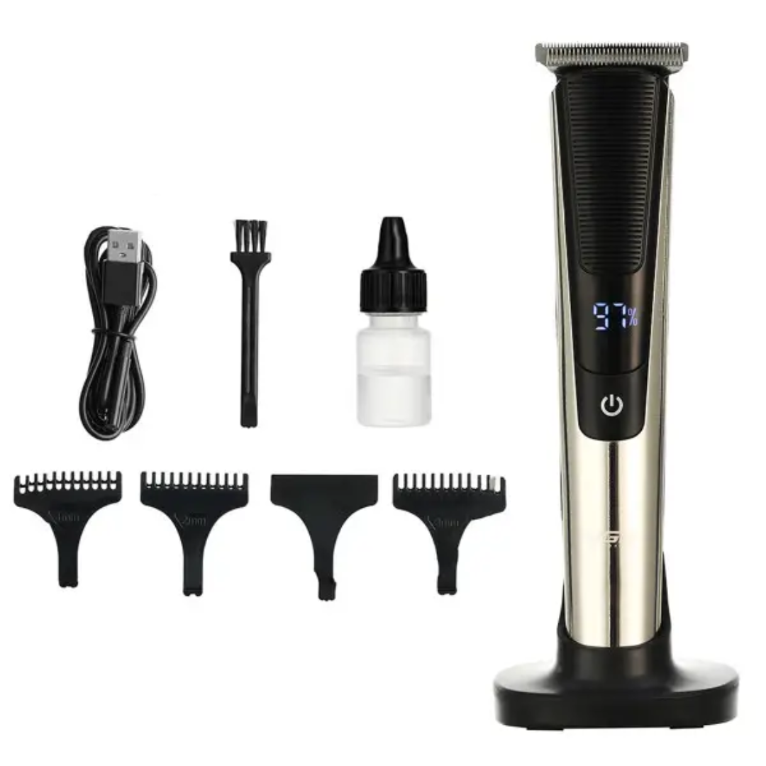 Тример для стрижки VGR V-178 акумуляторний з дисплеєм Хром