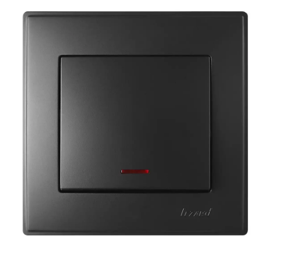 Вимикач одинарний Lezard Lesya з підсвіткою Антрацитовий (26383191)