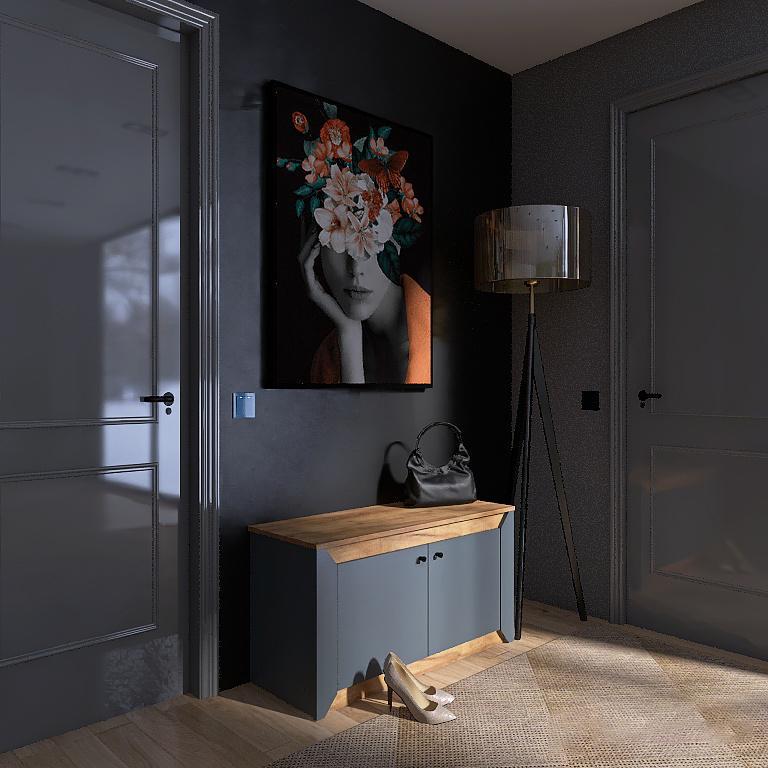 Тумба для взуття Еверест Нордик-980 2Д Крафт золотий/Графітовий (115447)