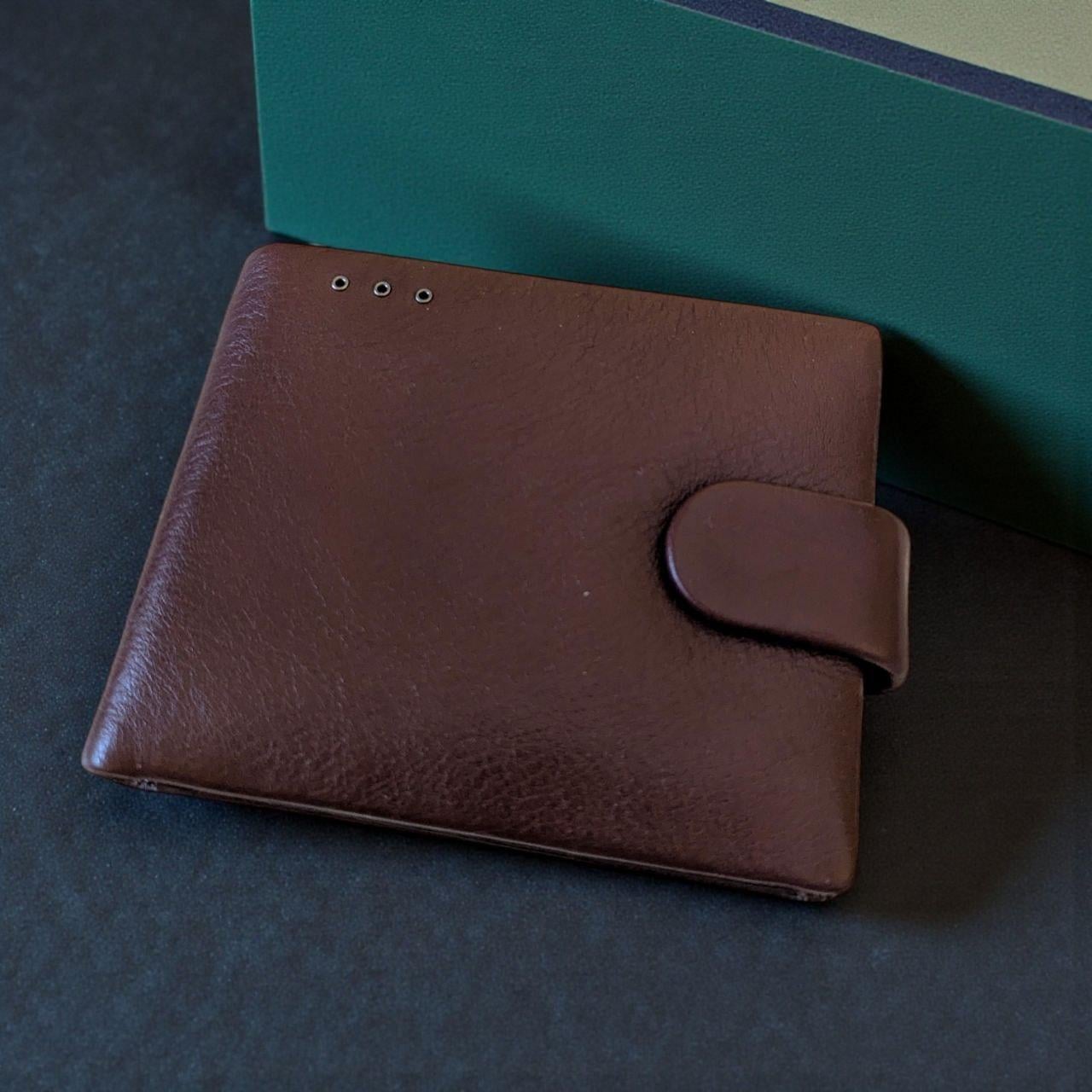 Кошелек кожаный горизонтальный на кнопке для документов Doniya PY-003-188 12х10 см Коричневый