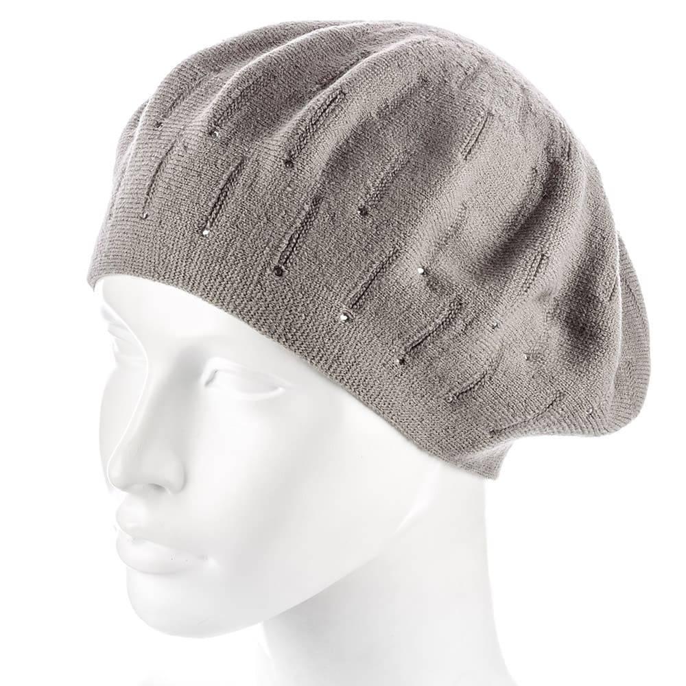 Берет женский Zolly ZH183 двойной со стразами тонкой вязки Фрез