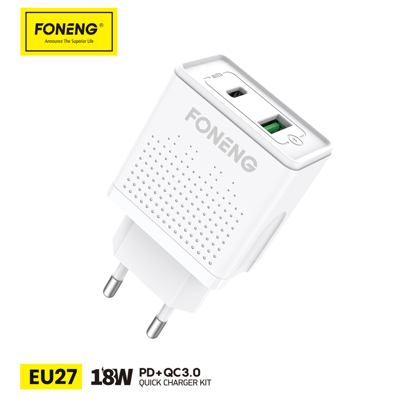 Зарядний пристрій USB/Type-C Foneng з кабелем Micro-USB (EU27M) - фото 3