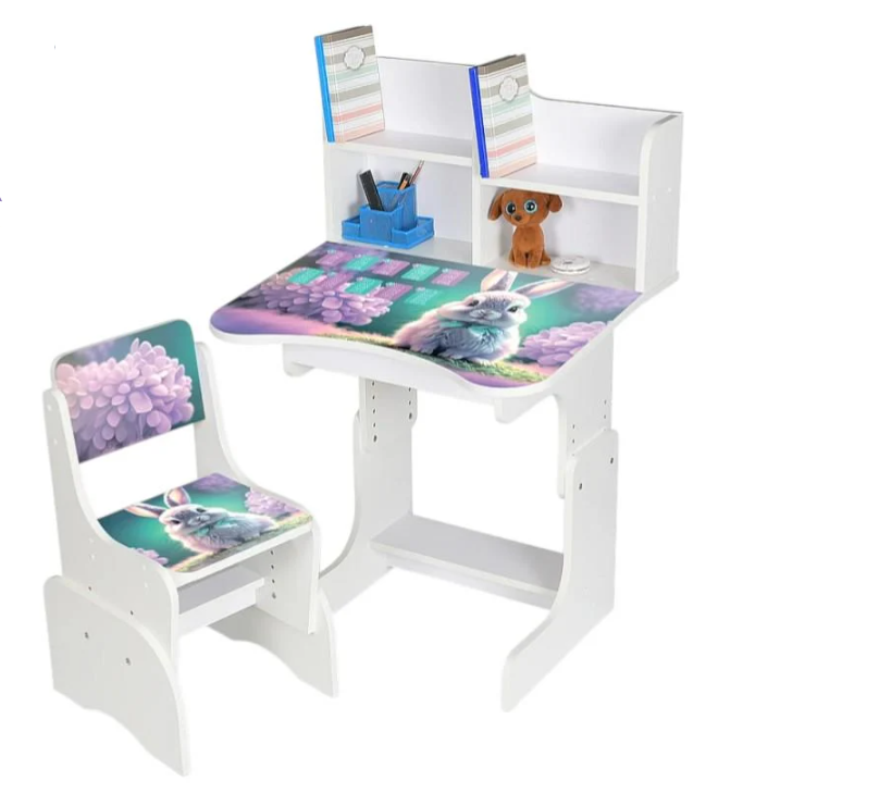 Парта детская Bambi с полкой и стулом Кролик (N 2071-1-1)