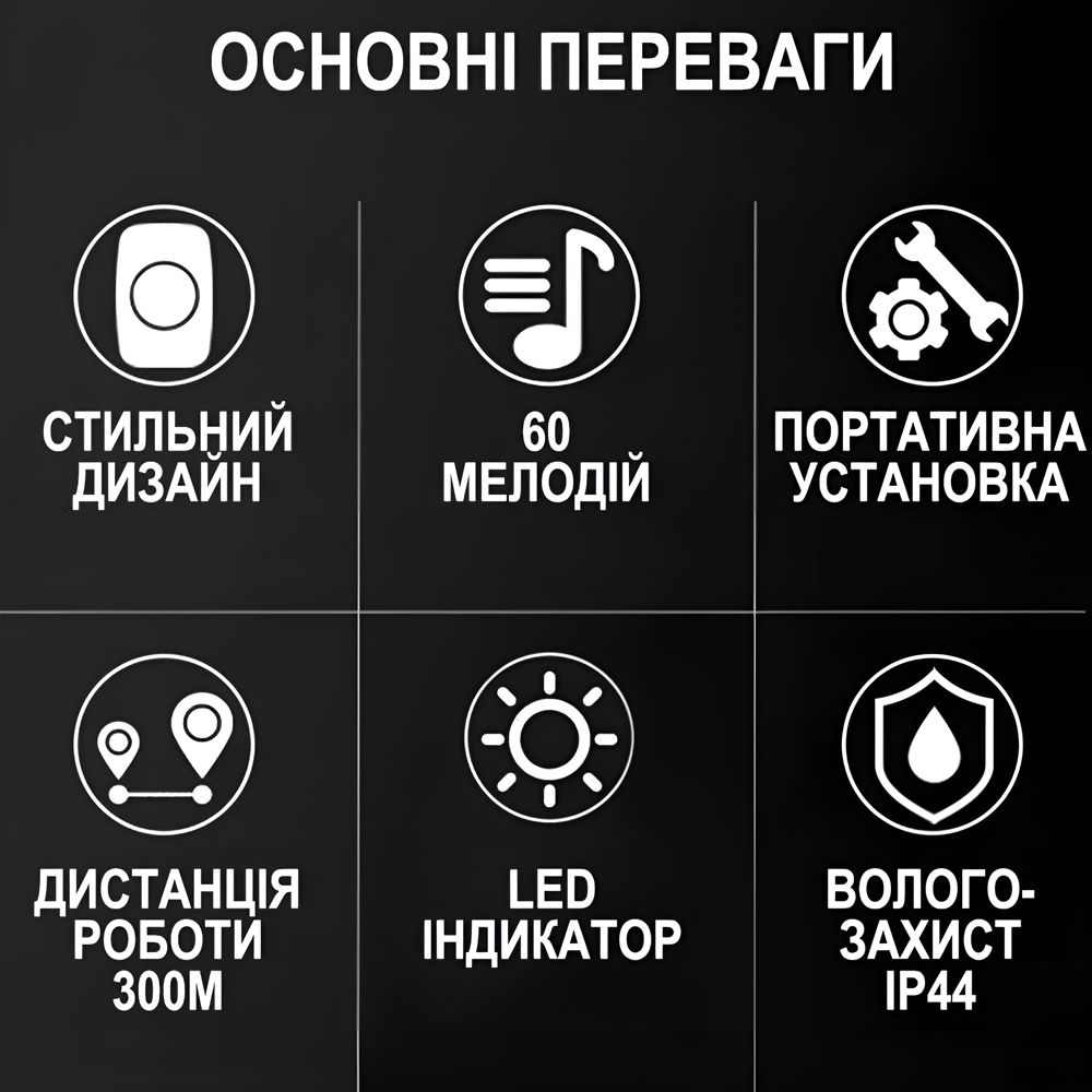Звонок беспроводной дверной Digital Lion WDB-12 60 мелодий до 300 м Черный - фото 7