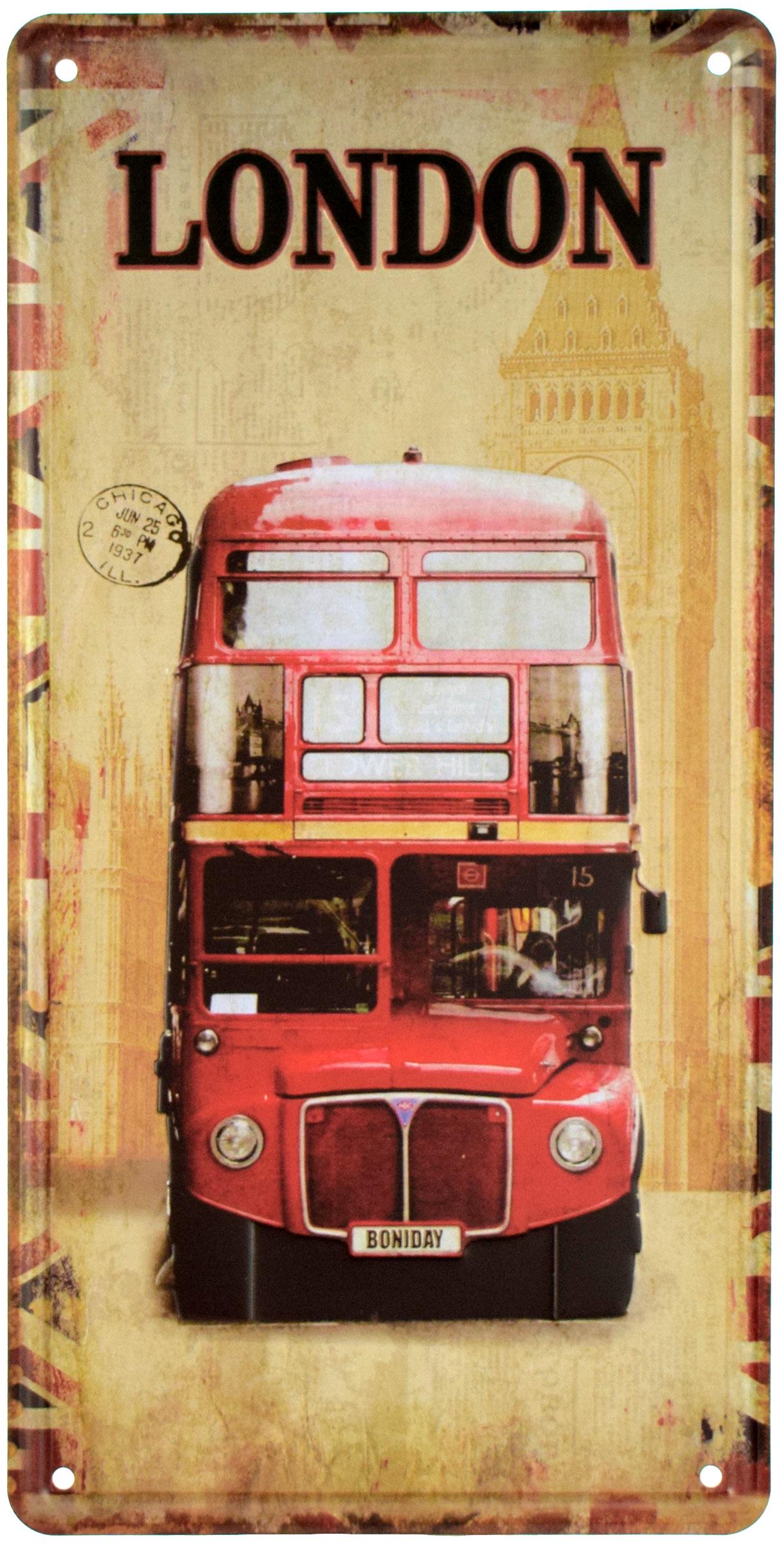 Табличка металлическая Лондон/London Bus 15x30 см Табличка металлическая Лондон/London Bus 15x30 см