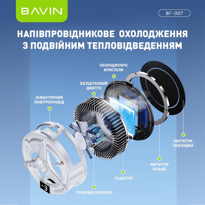 Ігровий охолоджувач для смартфону BAVIN BF-007-3°C RGB Type-C White (BF-007 WH) - фото 5