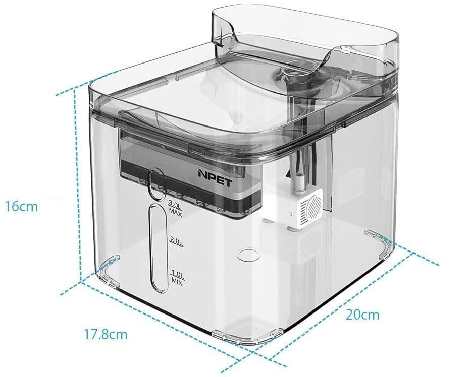 Поилка фонтан для кошек и собак NPET WF020TP 3 л с фильтром Прозрачный (1246366346) - фото 6