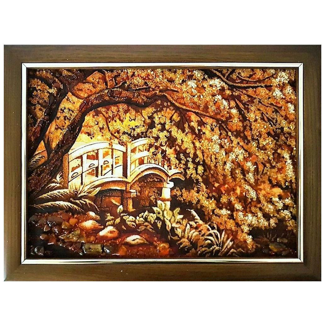 Картина Осенний парк из янтаря 20х30 см (К0125-20х30)