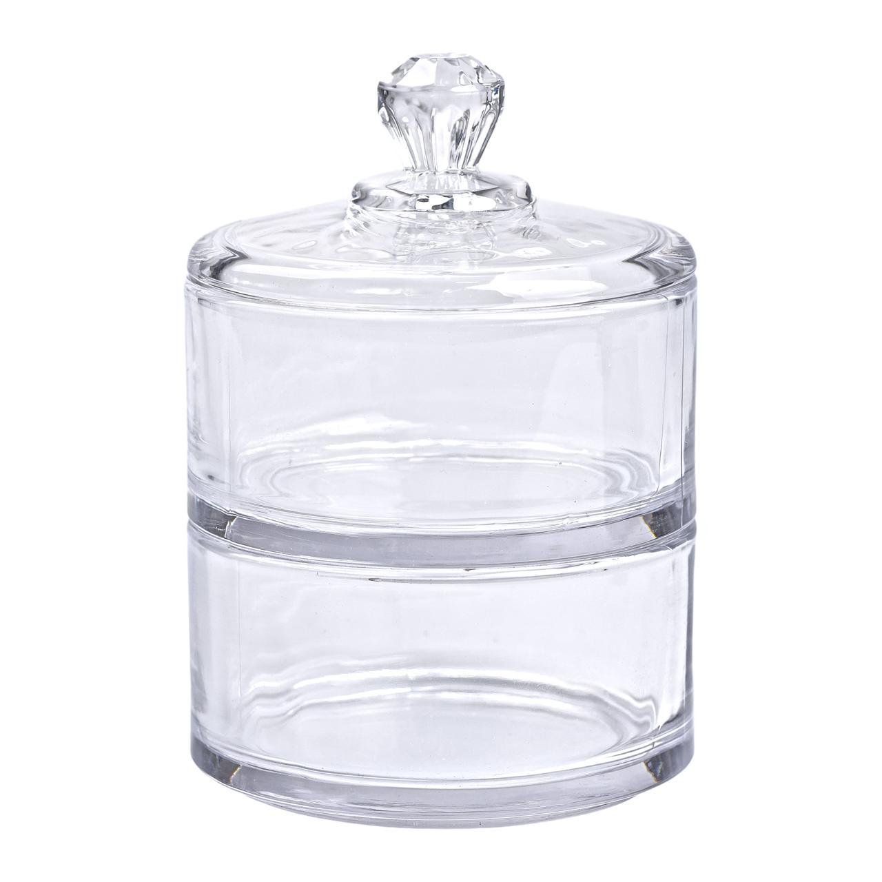 Цукерниця двоярусна скляна з кришкою кругла 10 см (5969) - фото 2