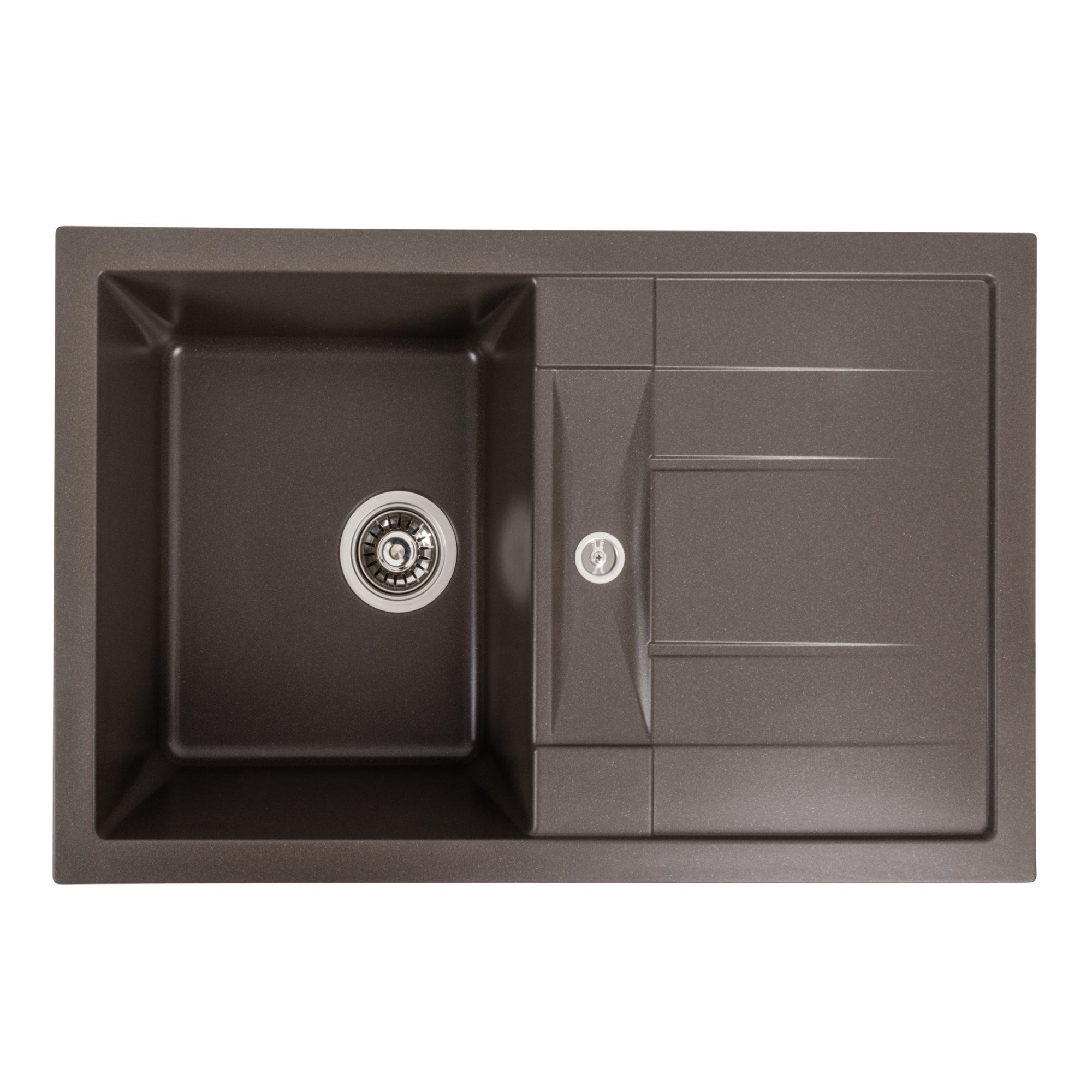 Мойка для кухни гранитная Platinum 7850 TROYA матовая Темная скала