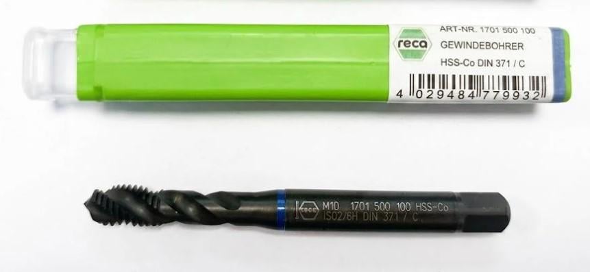 Мітчик Reca М10 HSSCo гвинтова канавка