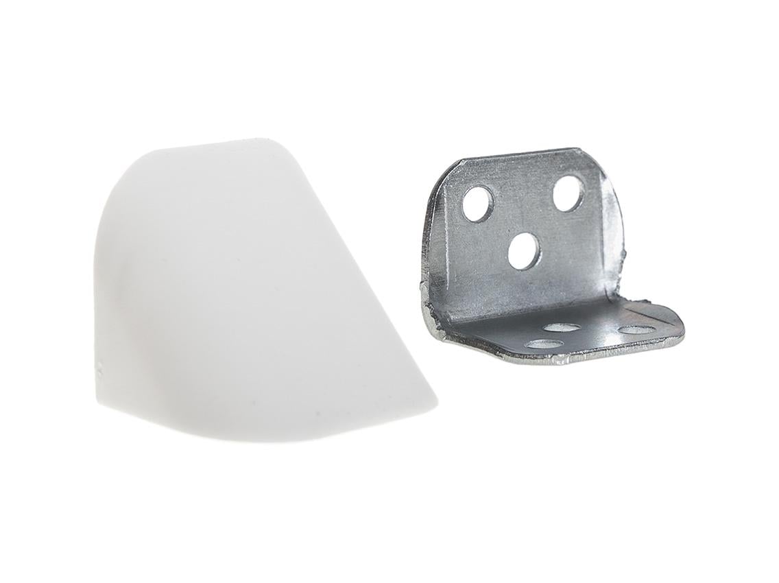 Куточок меблевий подвійний металевий з пластиковою заглушкою Z-02 Білий