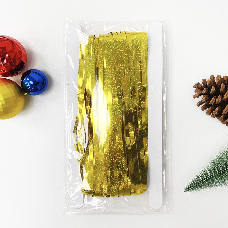 Дождик-штора новогодний для фотозоны с голограммой длинный 2х1 м Золотистый (65390/2) - фото 5