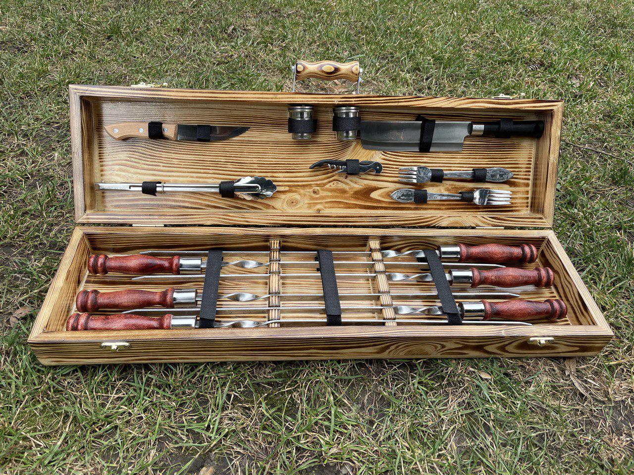 Набор шампуров в кейсе Пикник 13 S с гравировкой