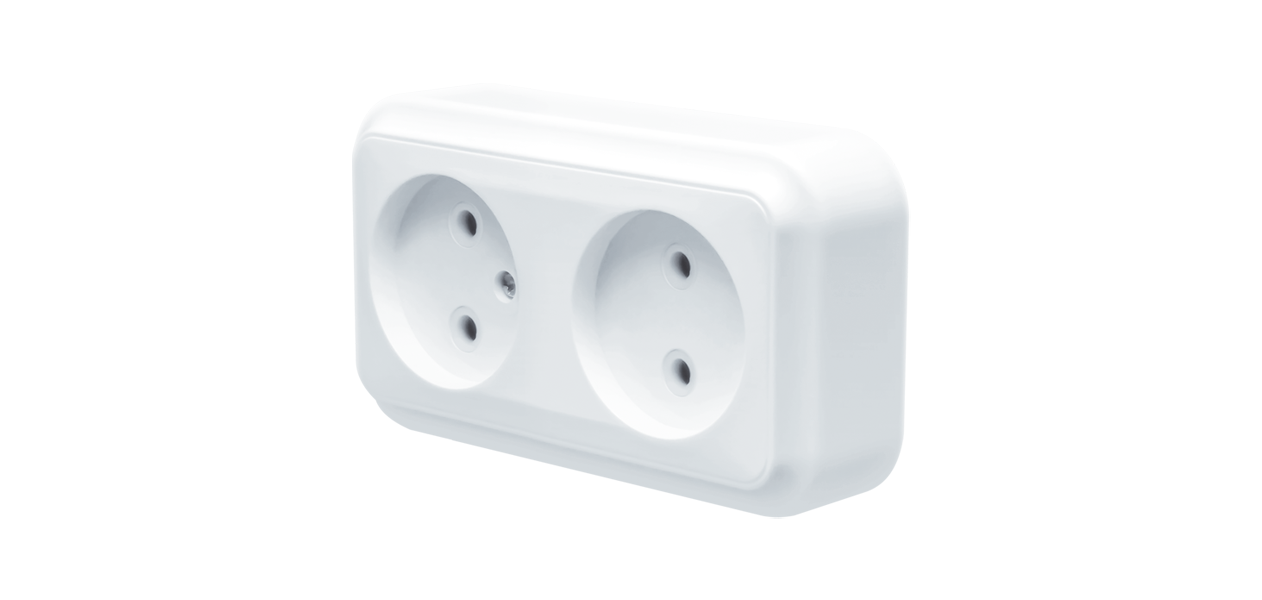 Розетка двомісна накладна MARSHEL RO16-237 White