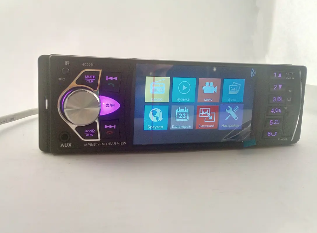 Автомобильная магнитола PI 4023 BT Bluetooth MP5 1 DIN большой экран пульт на руль современная и функциональная