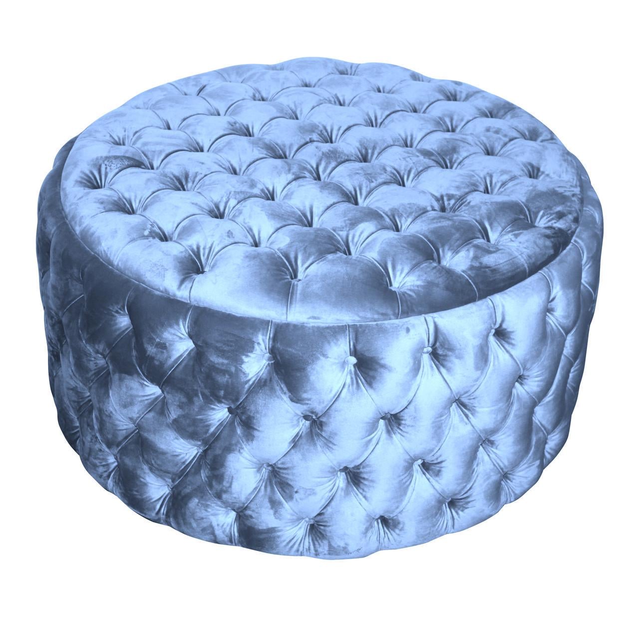 Пуф MeBelle Amster+ велюр 100x100x50 см Сіро-блакитний (0172)