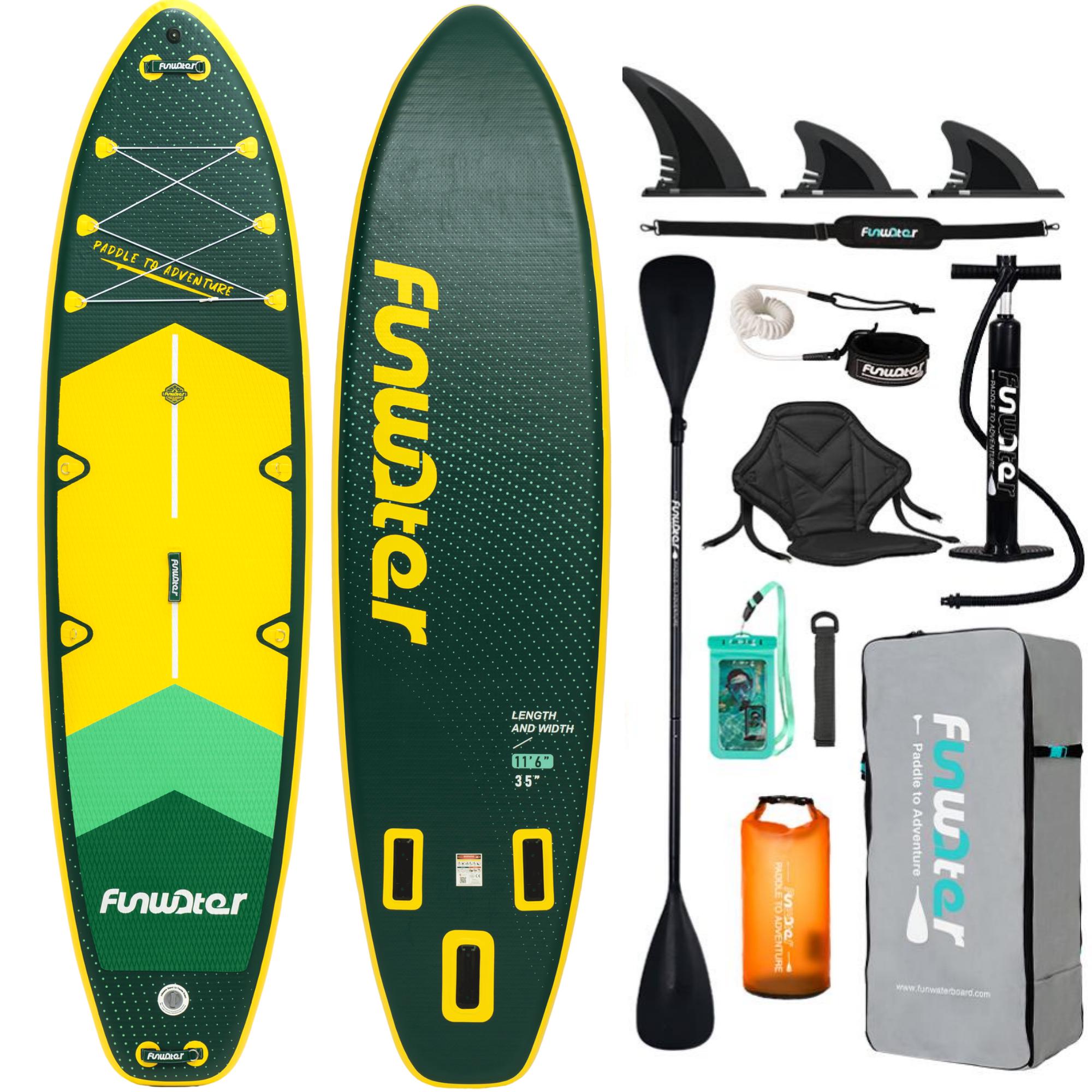 SUP-доска надувная Funwater Paddleboard Green 11"6 10в1 350x90x15 см - фото 2 SUP-доска надувная Funwater Paddleboard Green 11"6 10в1 350x90x15 см - фото 2
