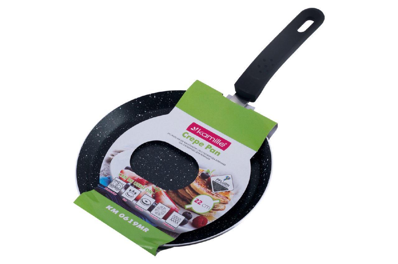 Сковорода блинная Kamille с антипригарным покрытием мрамор 220 мм