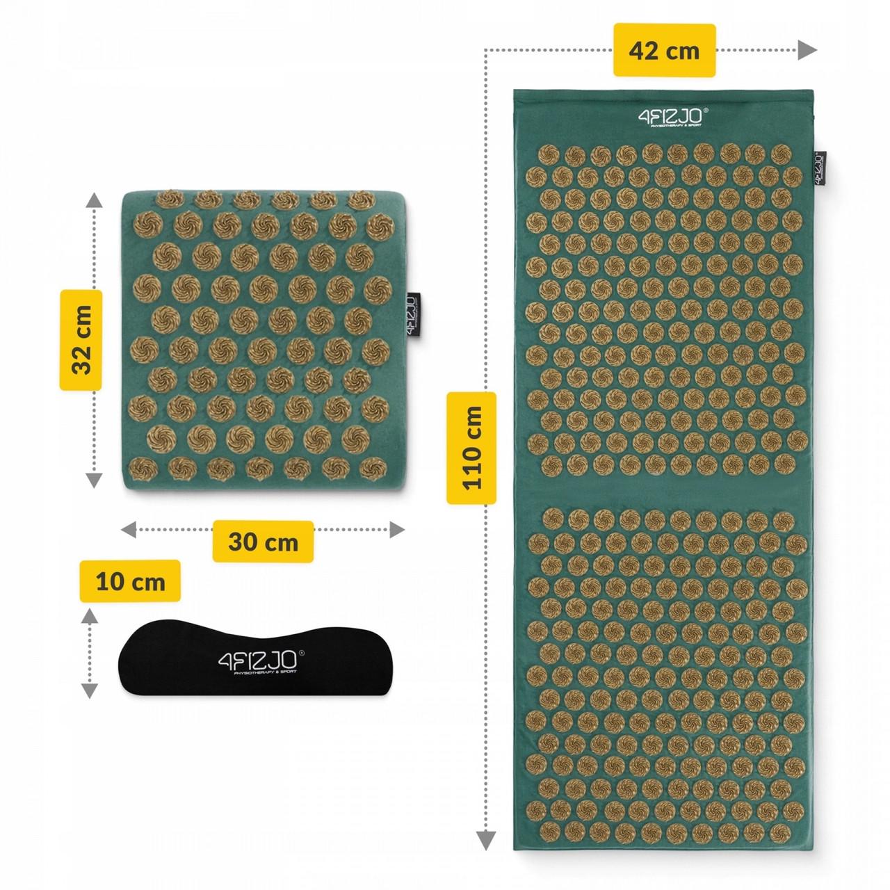 Коврик акупунктурный с подушкой 4fizjo Ergo Mat XL аппликатор Кузнецова Navi Green/Gold (P-5907739315083) - фото 3 Коврик акупунктурный с подушкой 4fizjo Ergo Mat XL аппликатор Кузнецова Navi Green/Gold (P-5907739315083) - фото 3