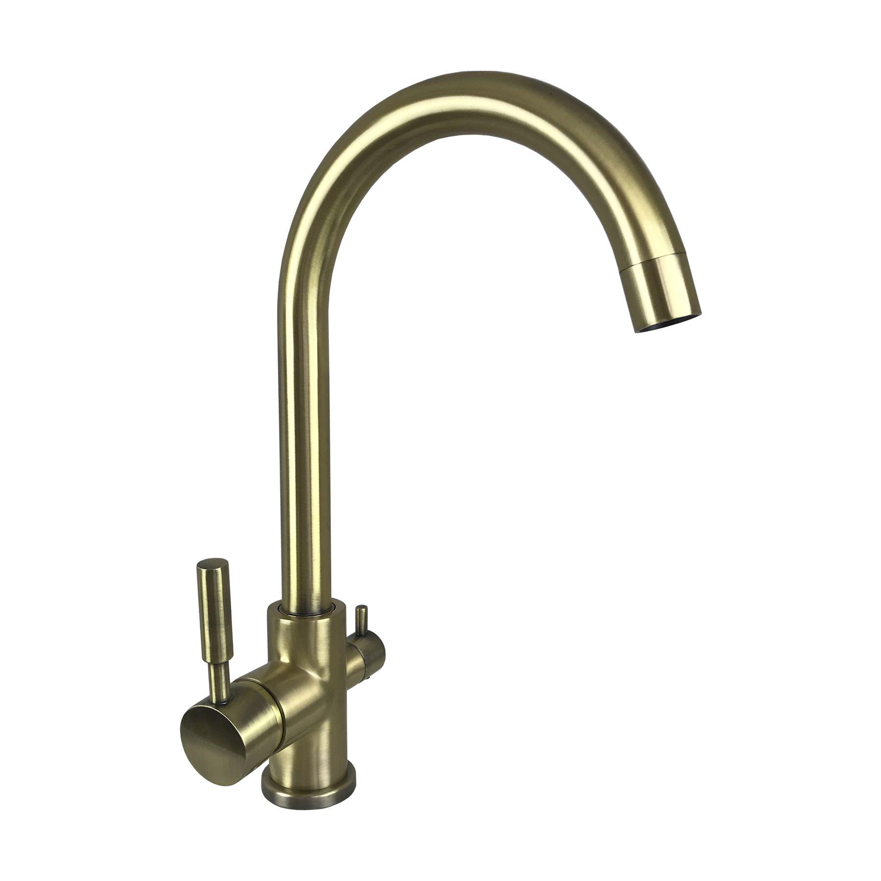 Смеситель для кухни Globus Lux GLLR-0333-8-StSTEEL 000014072 на две воды Бронзовый (108507)