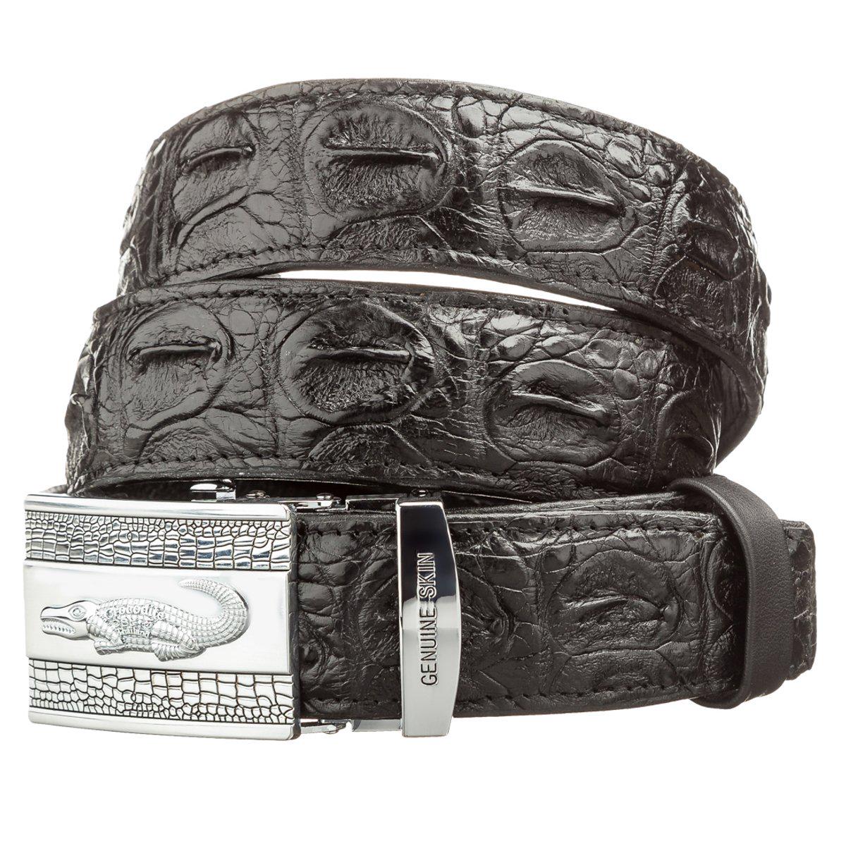 Ремень автоматический Crocodile leather 18605 из натуральной кожи крокодила Черный