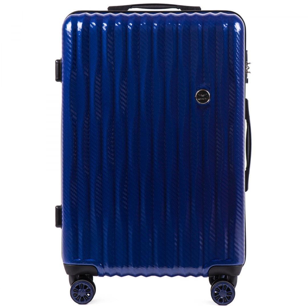 Чемодан Wings PC5223 поликарбонат средний 57 л на 4 сдвоенных колесах Темно-синий