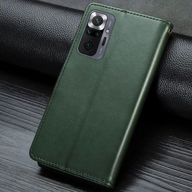 Противоударный кожаный чехол книжка GETMAN Gallant (PU) для Xiaomi Redmi Note 10 Pro / 10 Pro Max Зеленый - фото 5