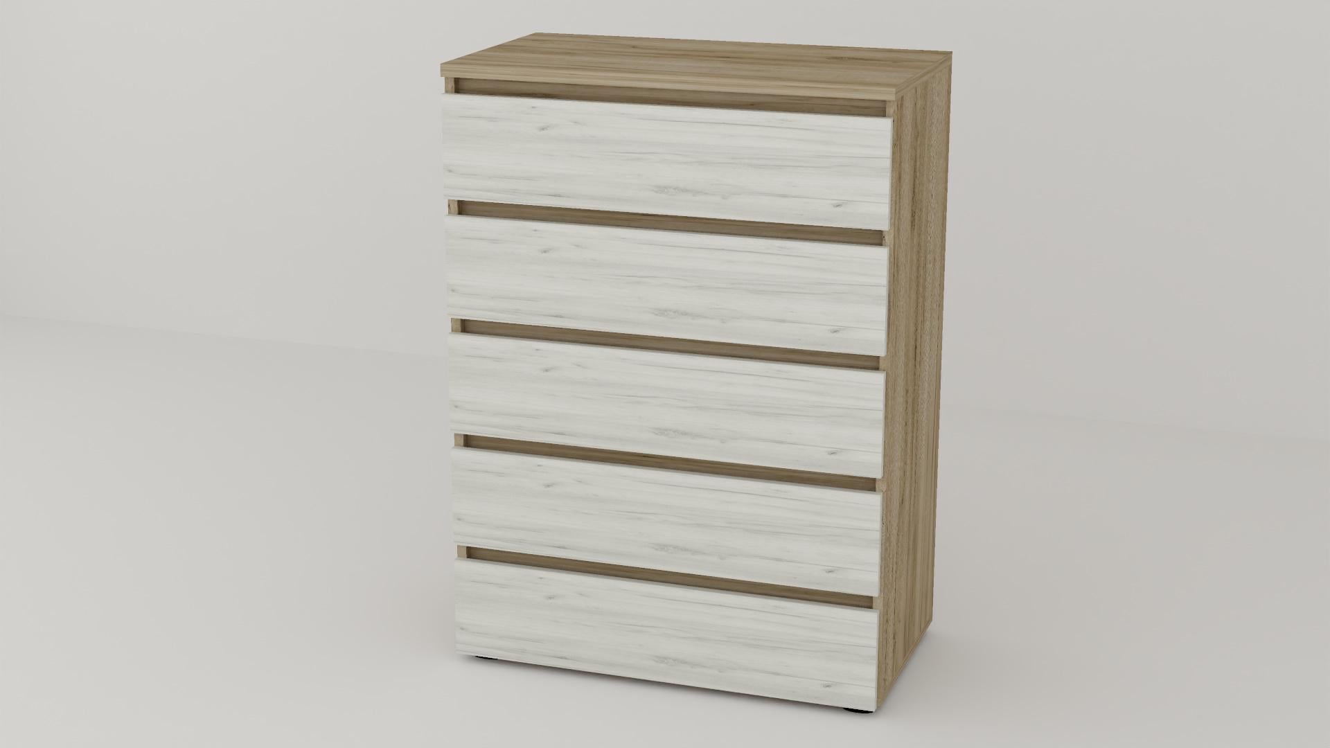 Комод Алекса СН-5/45 80х45х111 см Дуб крафт белый/Дуб крафт серый