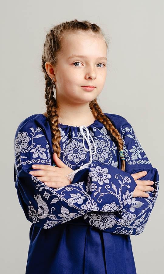 Сукня-вишиванка дитяча Вишиваночка р. 128 Синій (850-10) - фото 3 Сукня-вишиванка дитяча Вишиваночка р. 128 Синій (850-10) - фото 3