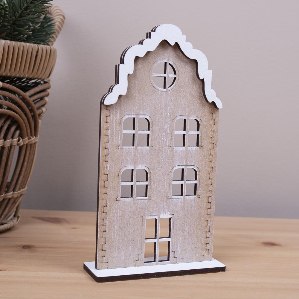 Статуэтка новогодняя Домик плоский Коричневый (3446-2)