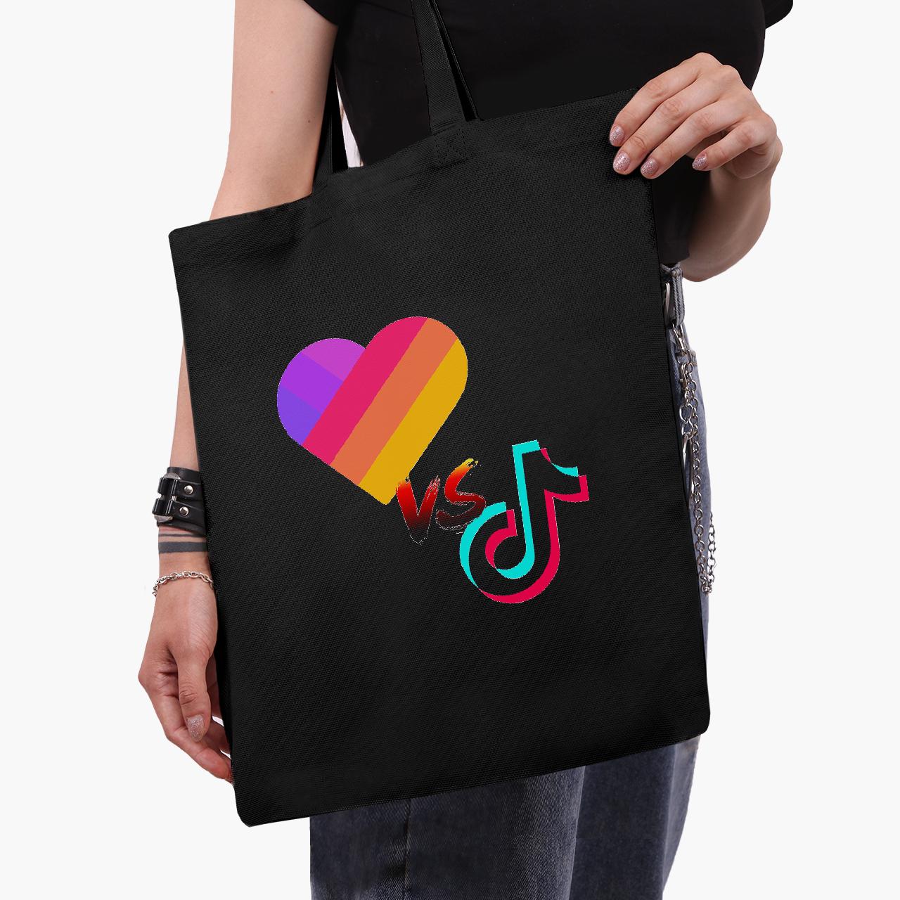 Эко сумка шоппер Likee&TikTok 41х35 см Черный (9227-1387-BK)