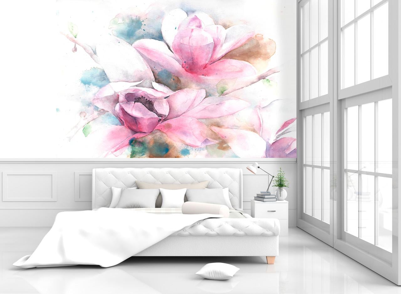 Фотообои 3D флизелиновые цветочные для спальни/зала/кухни Акварельные цветы