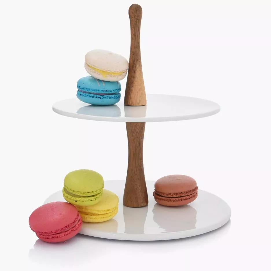 Блюдо сервировочное двухъярусное DUKA ACACIA 22 см Белый (2220105) - фото 2