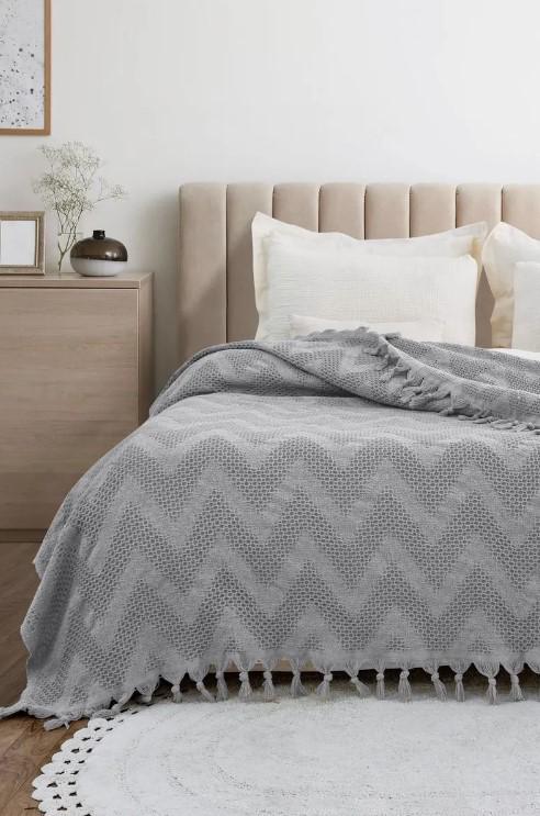 Плед-покривало бавовна евро 200х230 см Сірий (TC303375971)