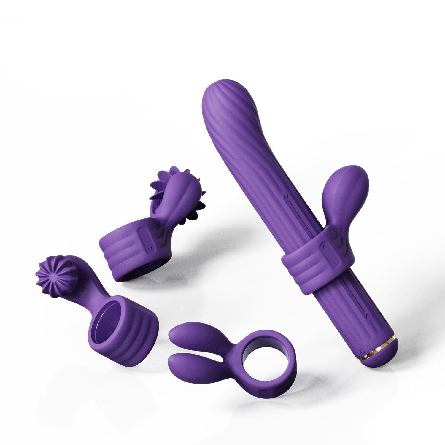 Вибратор с насадками Otouch Magic Stick S1 Plus 21,5 см Фиолетовый (56999)
